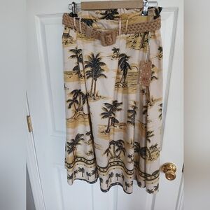 Her Destiny tropical beach belted skirt size L NWT coastal grandma resort cruise